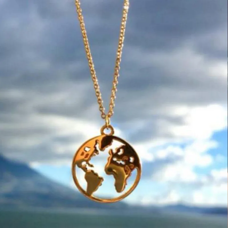 

Joolim Jewelry 18K Gold Plated World Map Pendant Sweater Necklace Stainless Steel Jewelry Wholesale