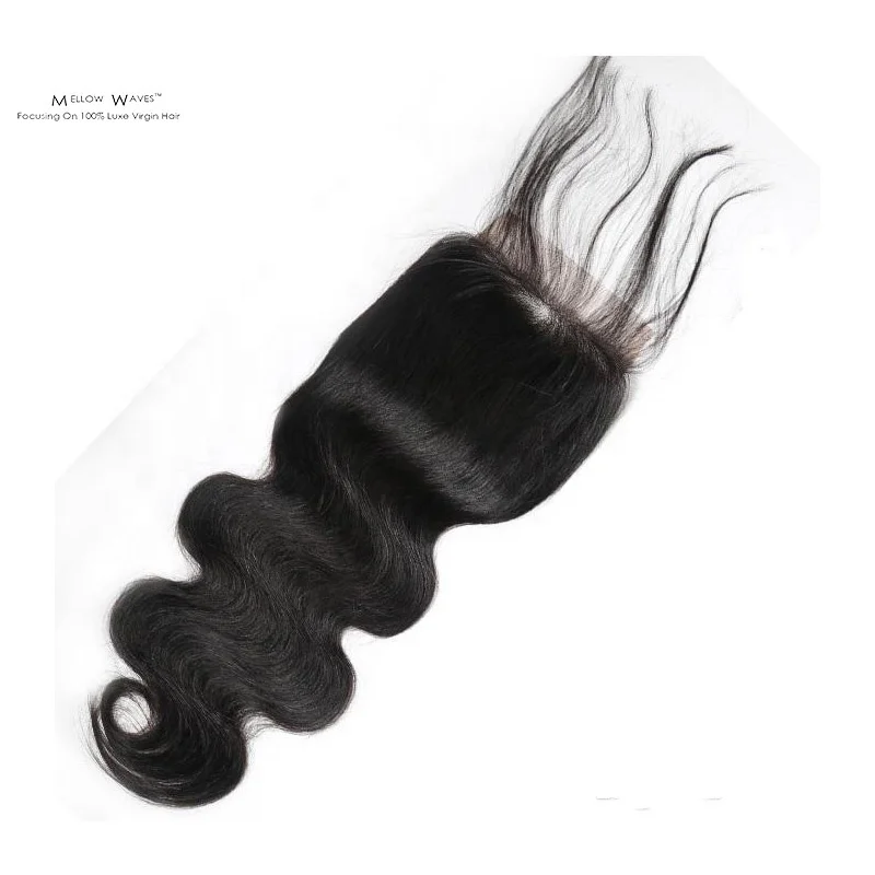 

Mellow Waves Indian Raw Body Wave Lace Closure 4X4 Cuticle Aligned Virgin Human Hair Wholesale Price High Quality Lace Closure