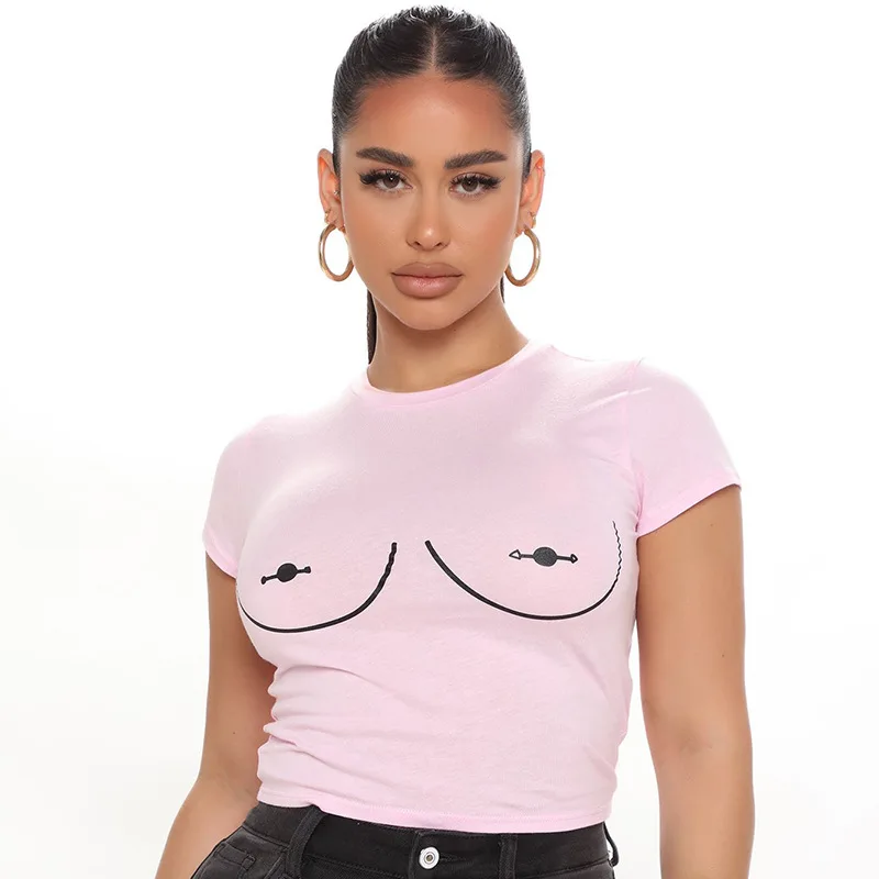 

Ladies Casual Top Printed Round Neck Short Sleeve Casual Sexy T-Shirt 2022 New Tops