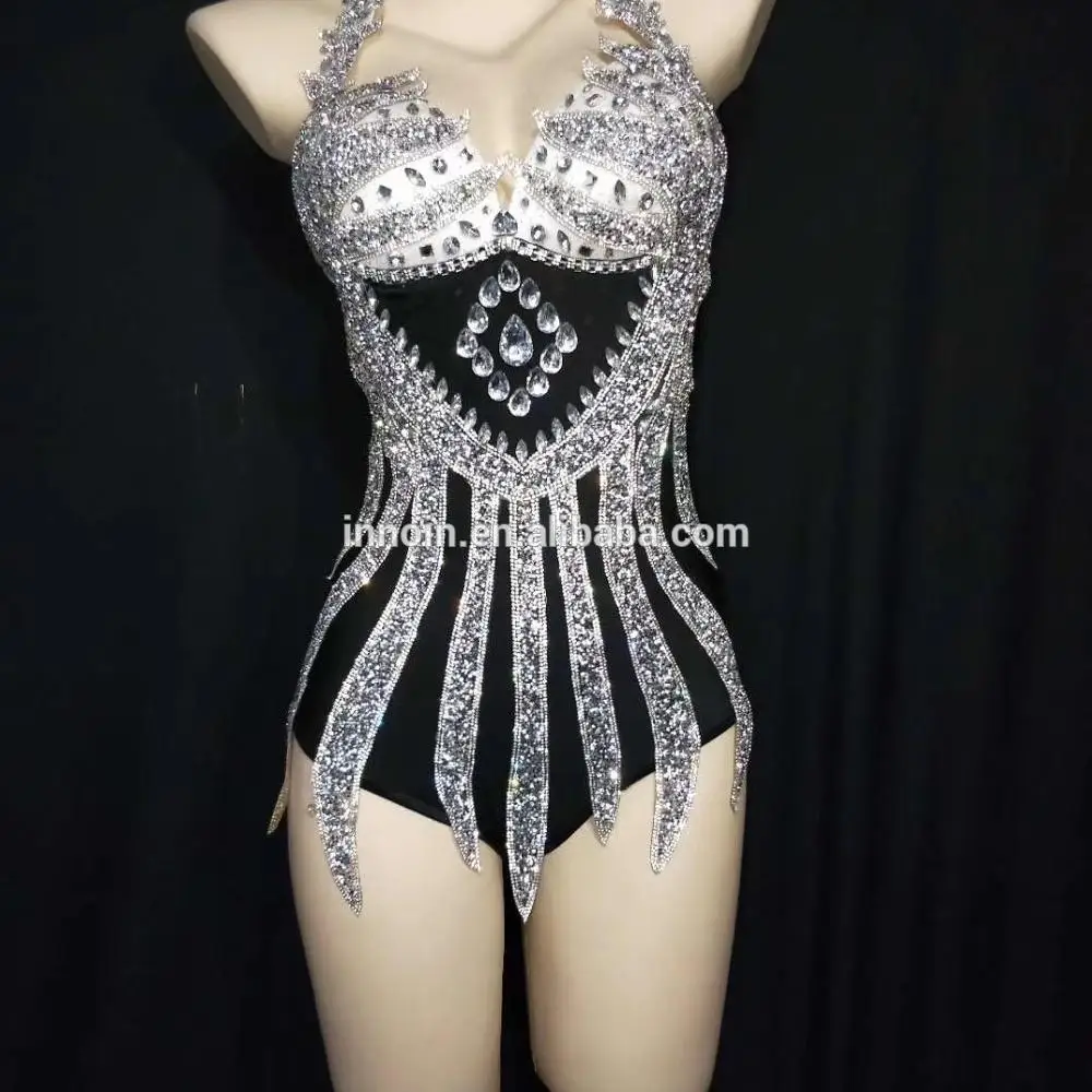 

Rhinestones Bodysuit Nightclub Sexy Party Celebration Stage Dance Costumes Women Showgirl Rhinestone Leotard