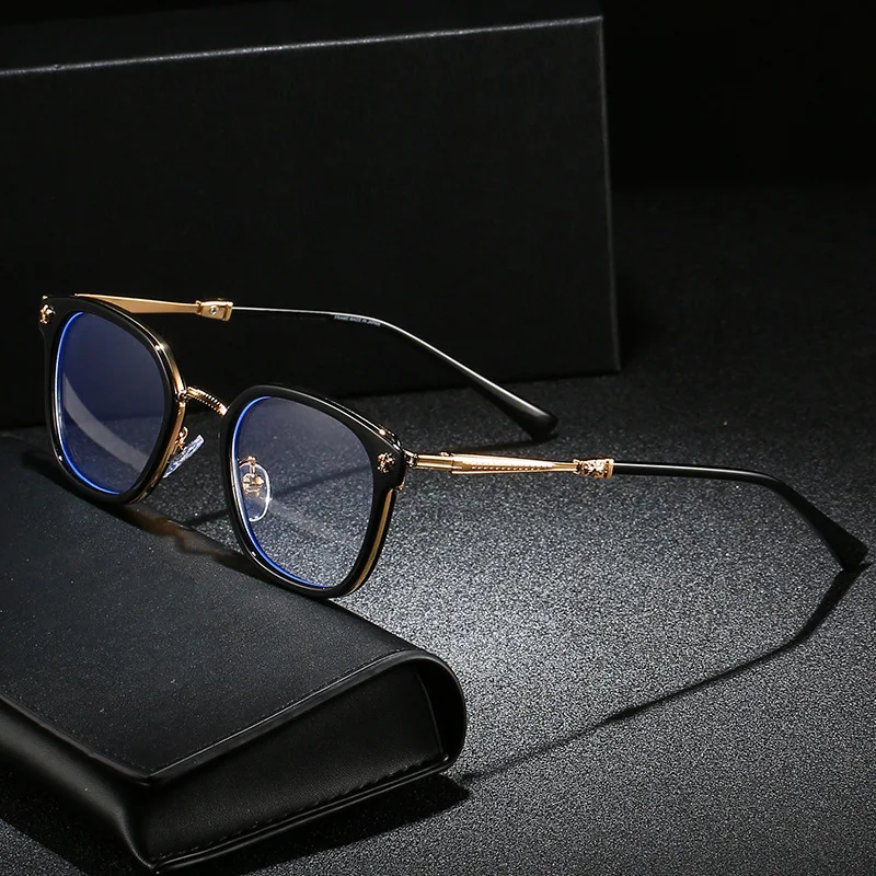 High quality luxury fashion retro TR90 men glasses brand designer anti blue light women eyeglasses frames 2024