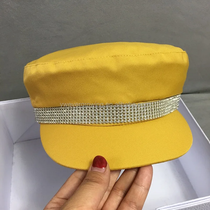 批发女士时尚bling 水钻军事黄色贝雷帽 Buy 黄色贝雷帽 军用贝雷帽 批发军用贝雷帽product On Alibaba Com