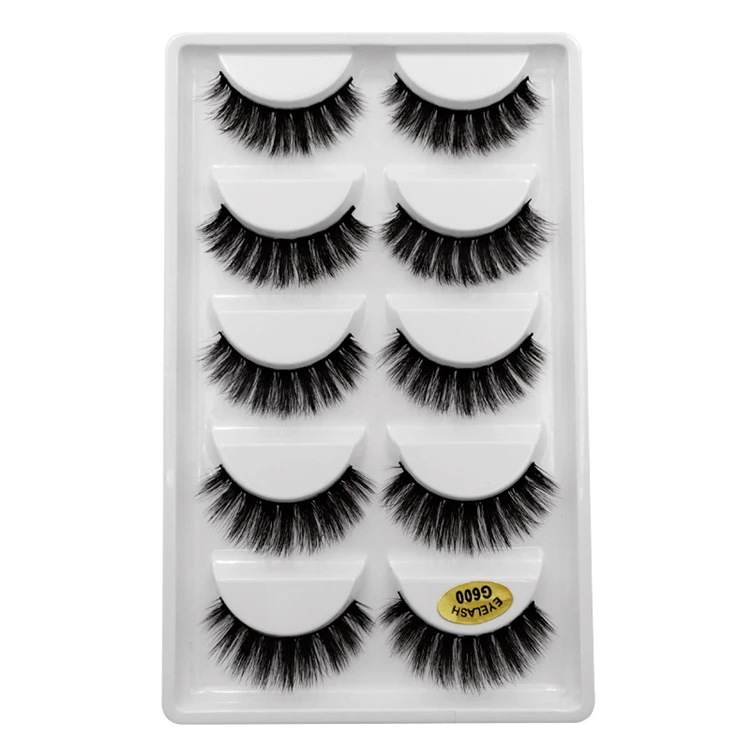 

1 box mink eyelashes 5 pairs G600 3d mink lashes natural long false eyelashes full strip lash makeup eyelash extension, Natural black mink eyelashes