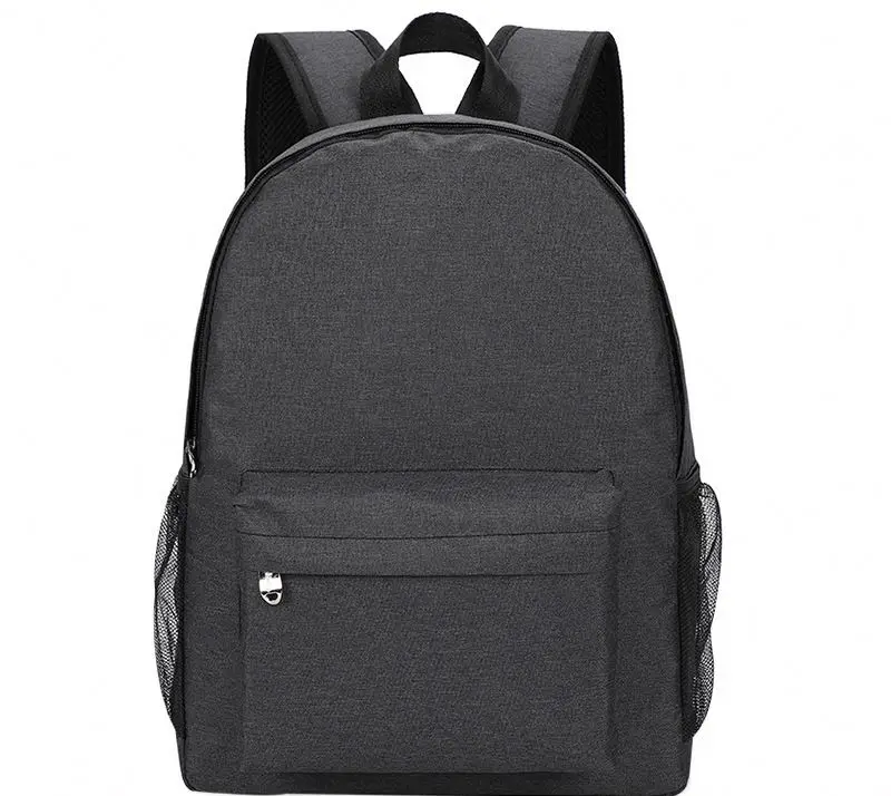 Plain Unisex Korean High School Student Backpack with Custom Logo Anti-Theft USB Port Polyester Lining
