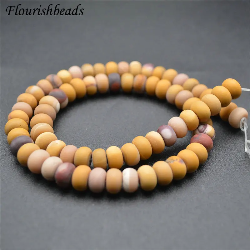 

5x8mm Natural Yellow Mookaite Gemstone Matte Rondelle Spacer Stone DIY Loose Beads Jewelry Making