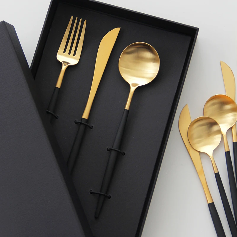 
Goa Matte Cutlery Set Portugal Flatware Serving Set Fork Knife Spoon Stainless Steel Gold Cutlery Set 