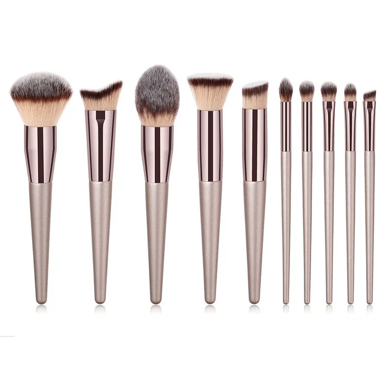 

Premium Synthetic Foundation Makeup Tools Foundation Eye Face Brush 10 PCs Rose Golden Makeup Brush Set, Rose gold