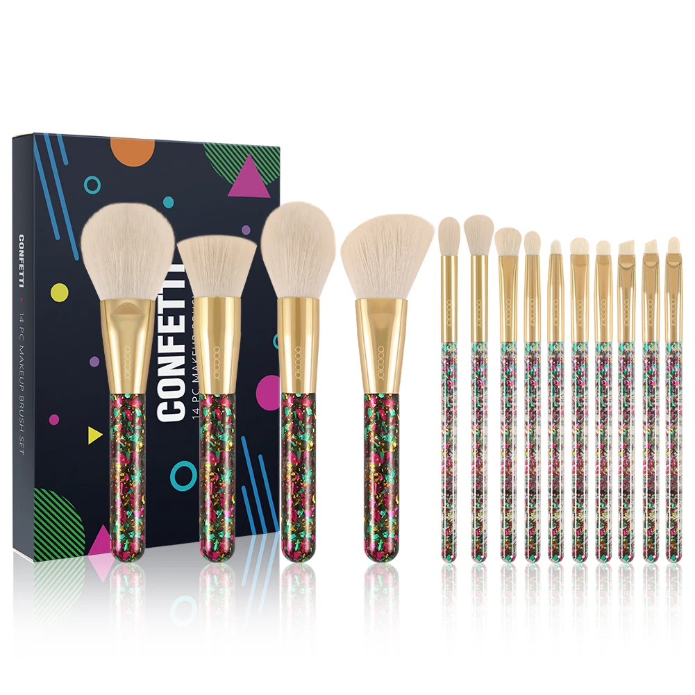 

Docolor brand 14 pcs popular synthetic Christmas style makeup brush set P1409-1