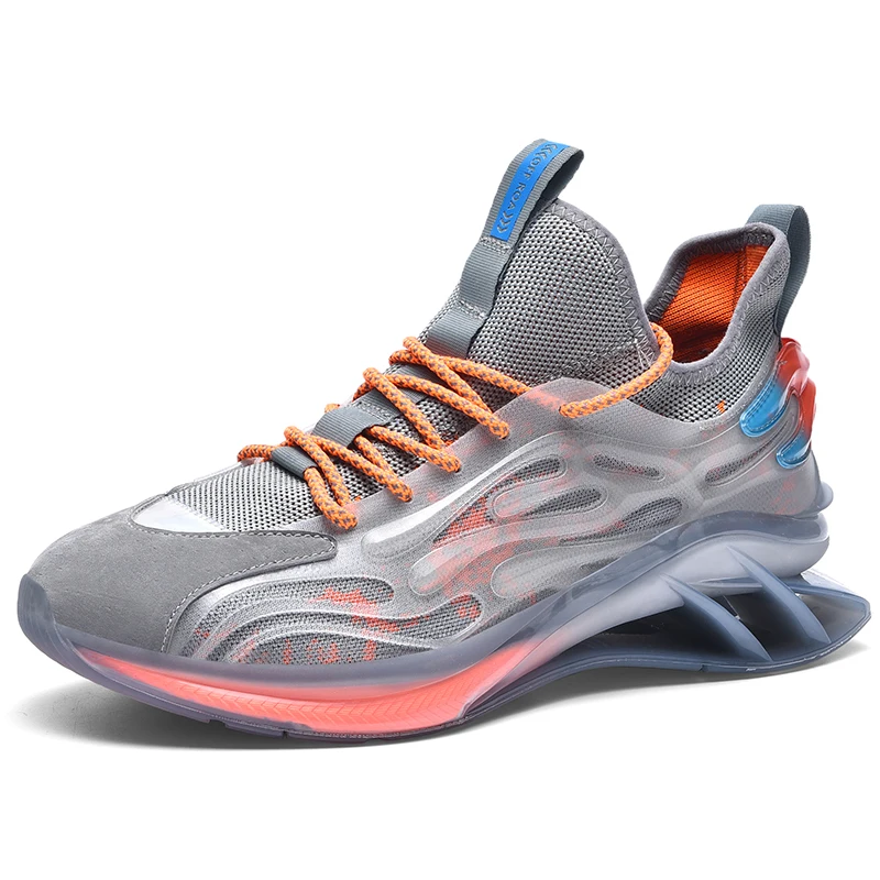 

Blade trend rubber sole stitching leather woven breathable casual running shoes cheap men's sports shoes