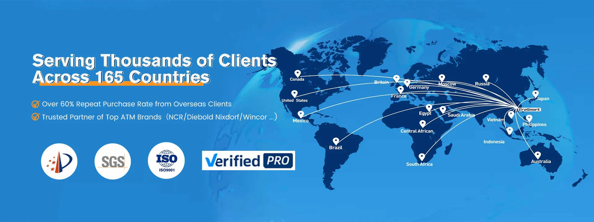 ATM Parts Global Service - Serving 165 Countries, 60%+ Repeat Rate, Partner of NCR/Diebold Nixdorf/Wincor