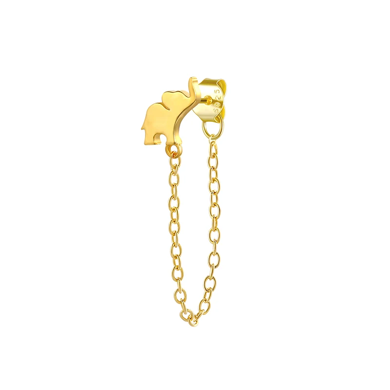 

New Arrival sterling silver 925 jewellery Elephants U shape Chain gold plated plain stud earrings smile jewellery