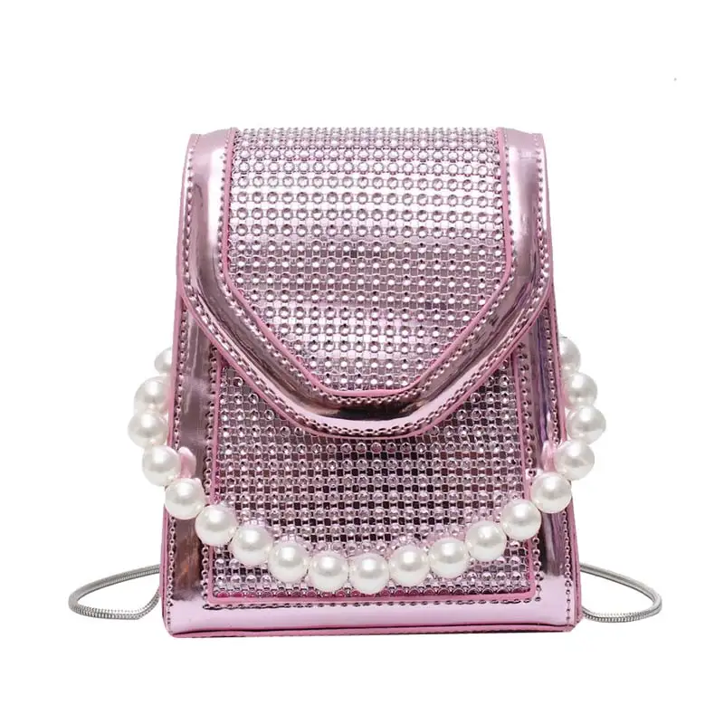 

Women 2021 Mini Stone Pattern Pu Leather Crossbody Bag Luxury Pearl Design Shoulder Handbags Female Cross Body Bag, As show