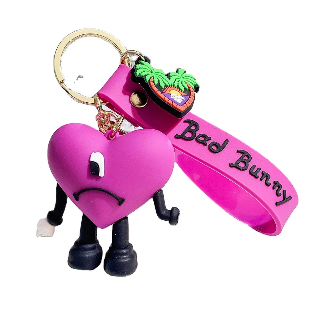 

Wholesale New Hot Sale Creative Popular Soft Rubber Colorful PVC Bad Bunny Keychain For Gift