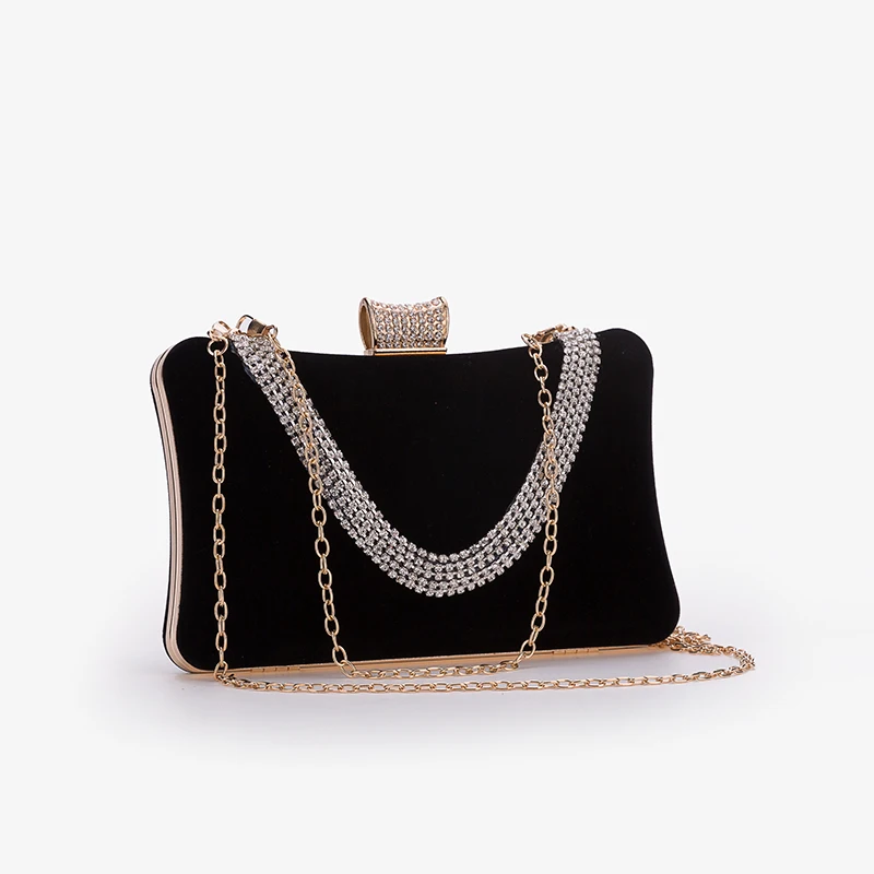 

21SE-9249M Soft suede cloth metal frame pearl chain decoration sling crossbody fashion evening bag, Multiple