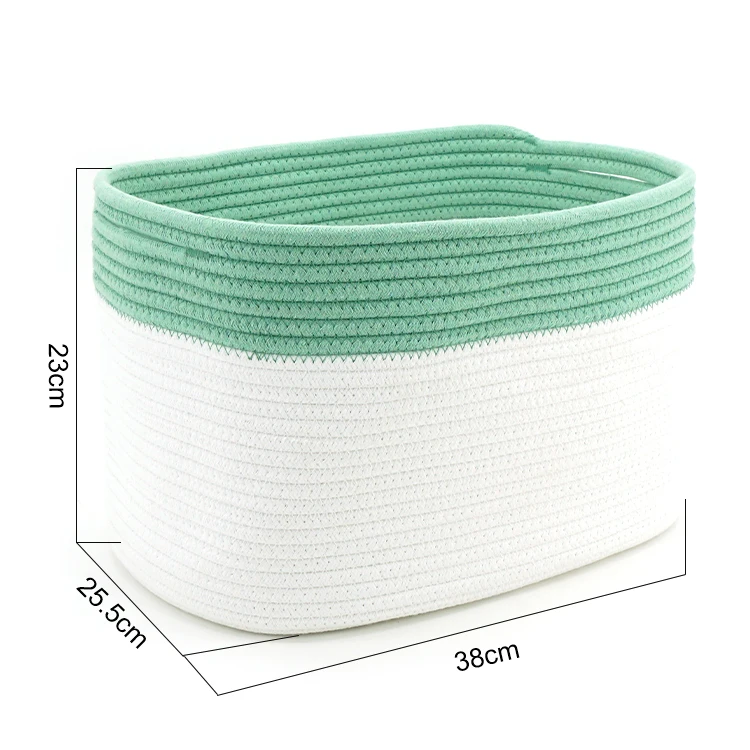 

Medium Size Cotton Rope Laundry Basket Strong Woven Blanket Baby Nursery Laundry Hamper Toy Storage Bin, As the picture