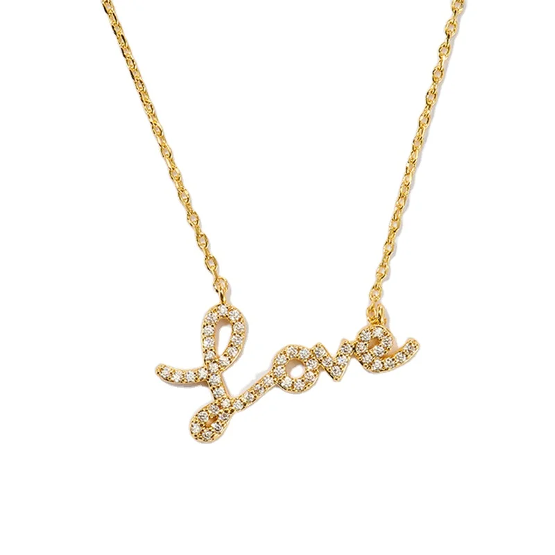 

Classic Initial Love Pendant Necklace Women Cubic Zircon Micro Pave Love Necklace Jewelry Gifts