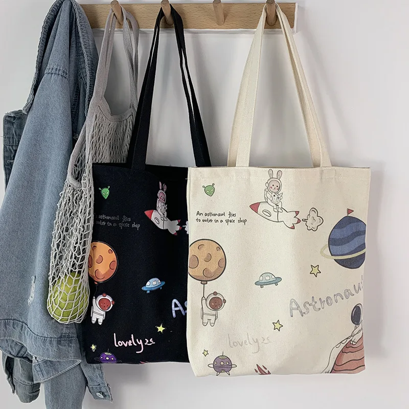 

2021 summer Canvas bag woman's single shoulder custom handbag for woman and students wholesale, Black