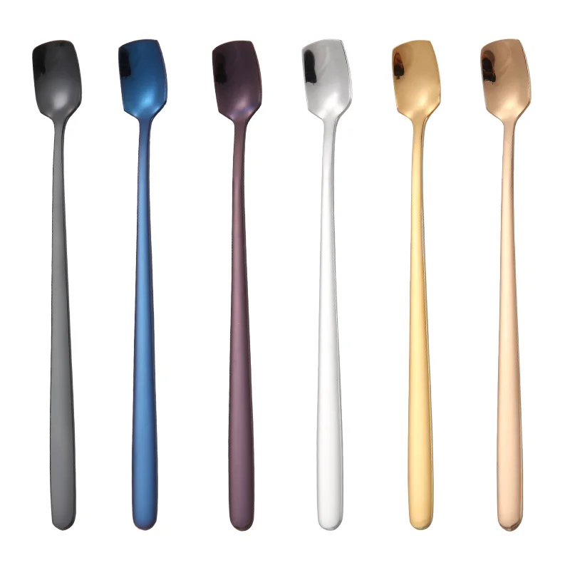 

Hot selling gold creative stainless steel colorful tea coffee spoon, Silver/gold/rose gold/black/blue/purple