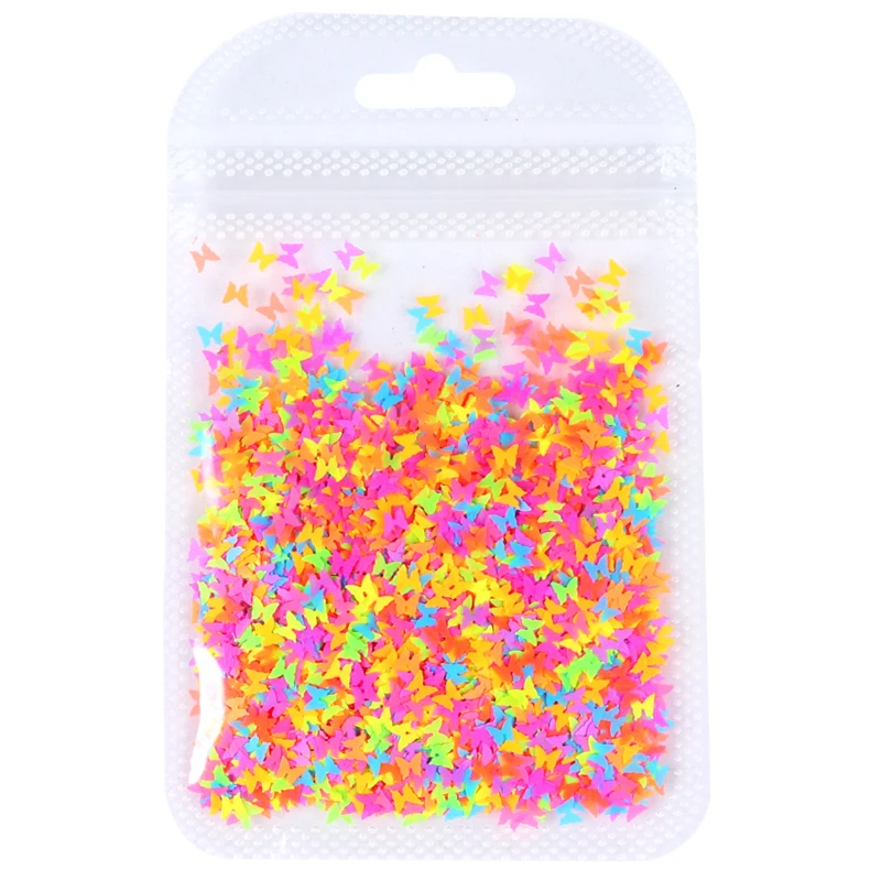 

Fluorescence Butterfly Shape Nail Art Glitter Flakes 3D Neon Sequins Polish Manicure Nail Decoration