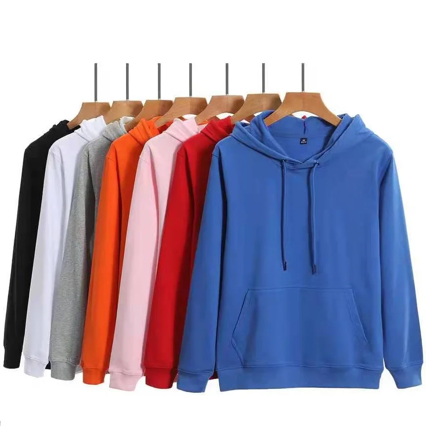 

High quality new autumn 100%cotton OEM women men plain hoodies unisex, 7 colors