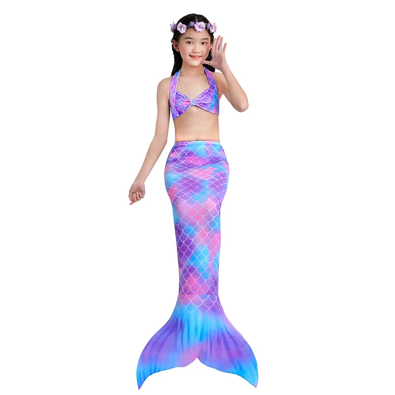 

2021 New Design Mermaid for Swimming Girls Swimsuit Princess Three Piece Bikini Set Bathing Suit Swim Costume Mermaid Tail