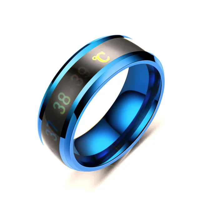 

Multifunctional Waterproof Temperature Rings for Women Men Stainless Steel Sense Celsius Intelligent Smart Ring Finger Jewelry, Gold , sliver,blue, black