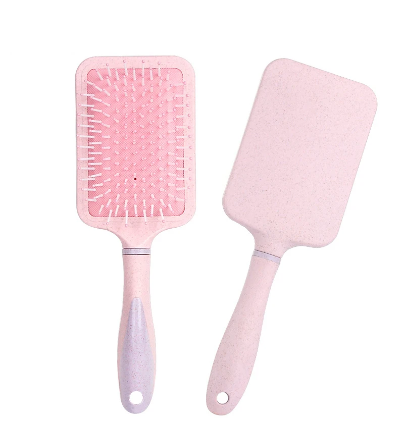 

HEYAMO Natural Wheat Straw Eco Friendly Pink Brush Detangling Wet Hair Brush Massage Detangler Productos Para Cabello Spazzola, Customized color