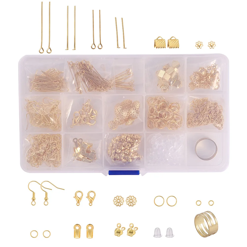 

Pandahall Iron And Brass DIY Jewelry Earring Accessories Kit, Gold