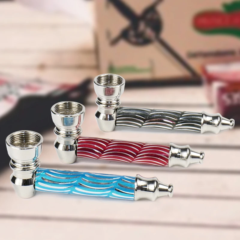 

2021 horns bee Ready To Ship Promotional Metal Pipe Portable Smoking Pipes for Tobacco, Color mixing