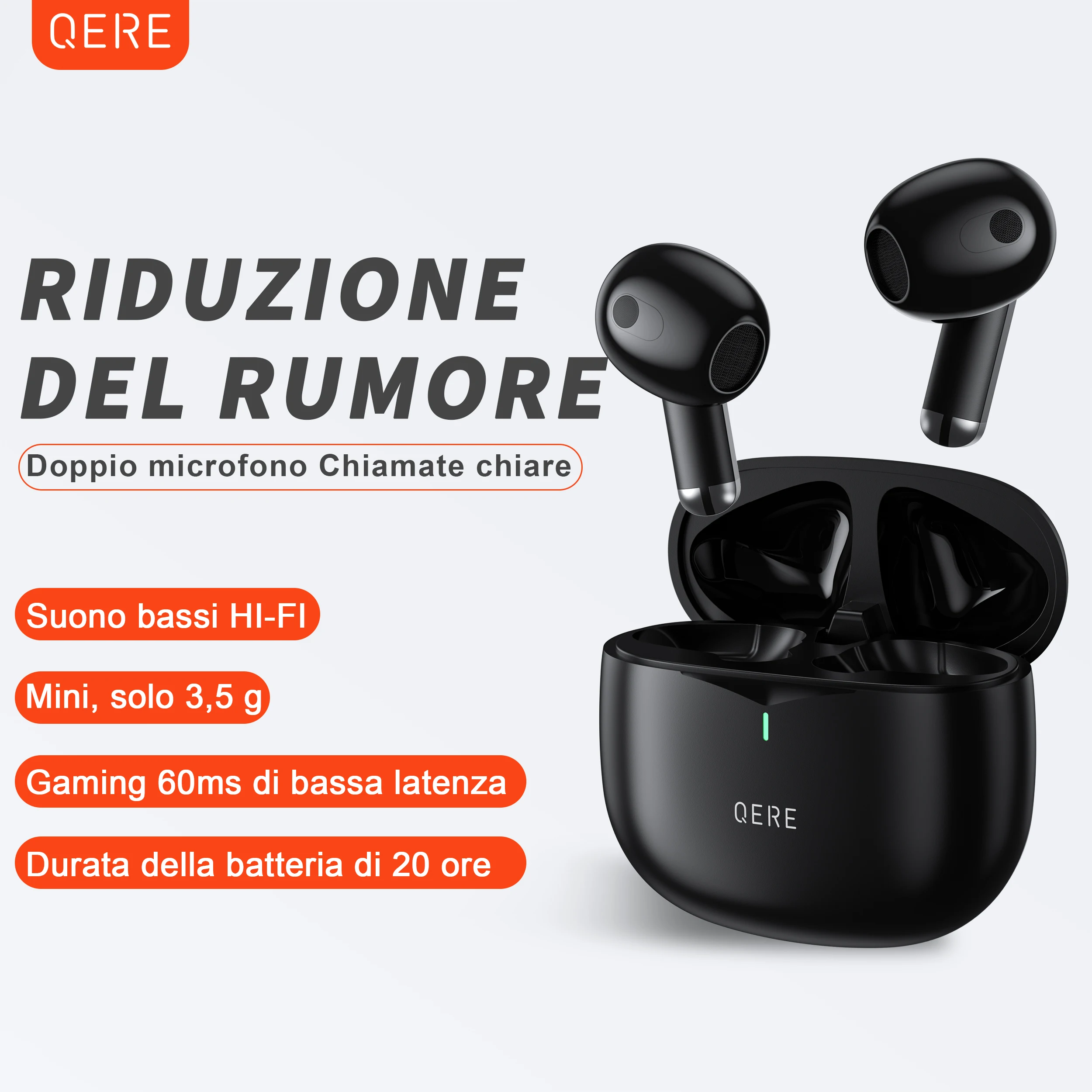 

Ship From Italy QERE Noise Cancelling Blue In Ear TWS Headset Gaming tooth Earbuds Wireless Earphone Headphones