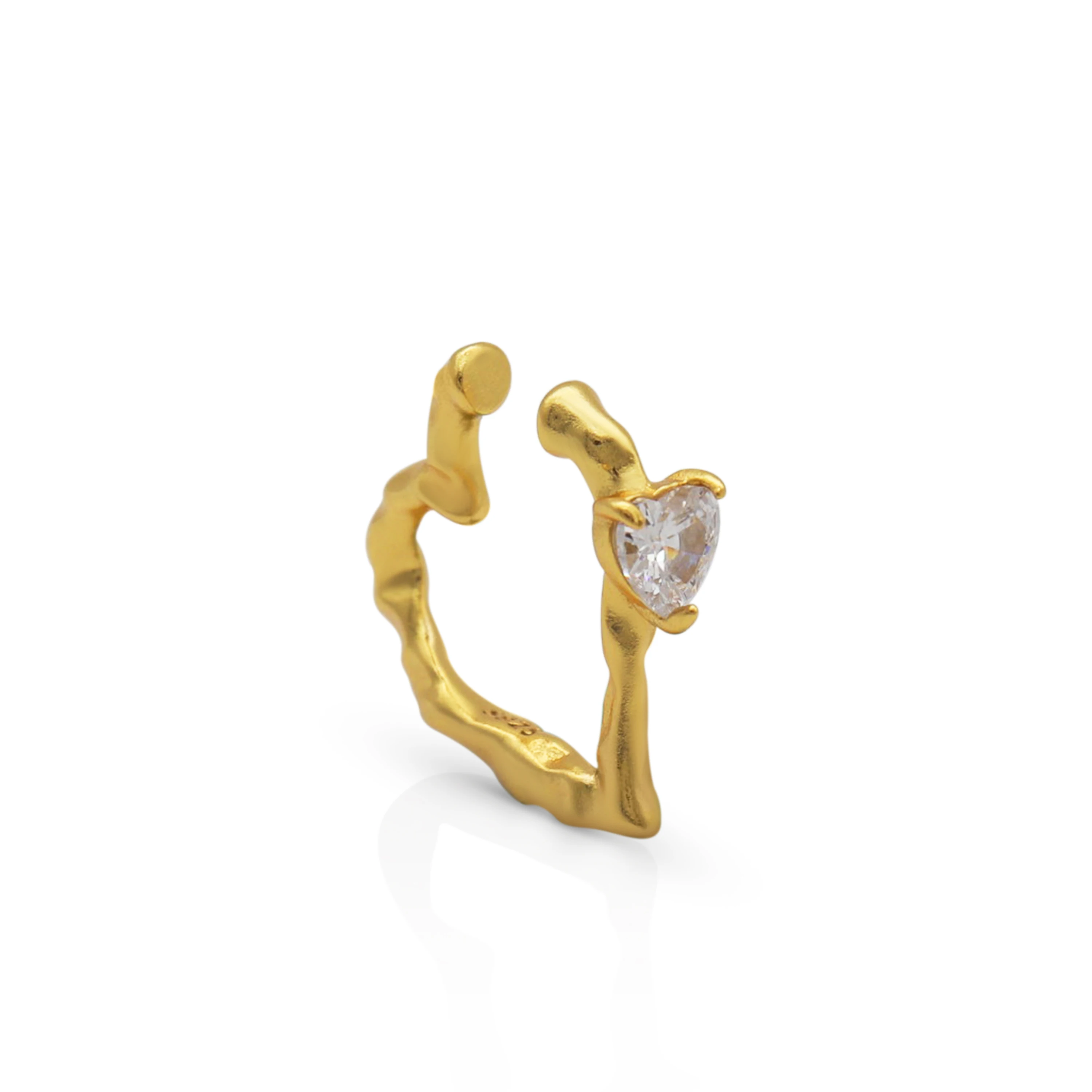 

Chris April in stock fine jewelry 925 sterling silver gold plated Romantic Minimalist Heart Zircon ear cuff earrings