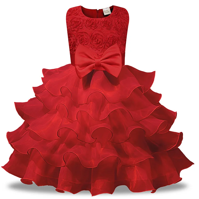 

Hot Sale Baby Girls Princess Party Dress Lace Bow Flower Performance Puffy Dresses, 8color