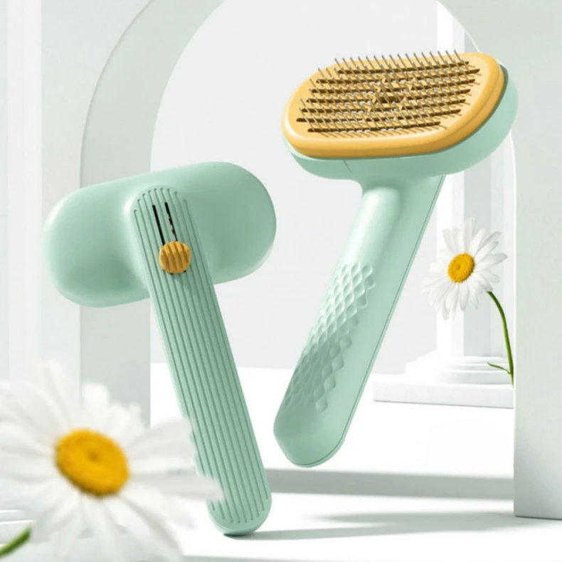 

Pet 2 In 1 Stainless Steel Clean Removal Hair Grooming Tool Comb Dog Deshedding Double Sided Dog cat Hair Brush Dog Comb, Green