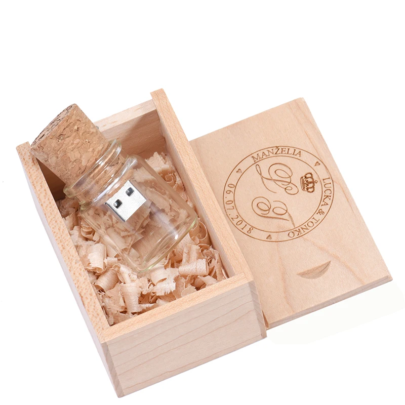 

JASTER Wishing bottle usb flash drive memory stick pendrive wood plug Flash disk gift 4GB 16GB 32GB 64GB