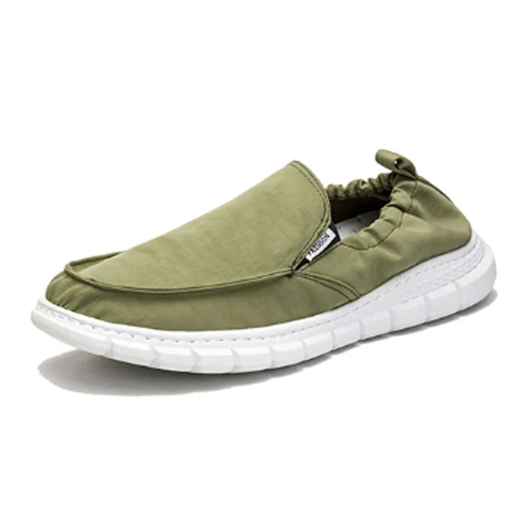 

High quality mens shoes loafers casual soft men canvas shoes elastic heel,designer sneakers famous brands, Green,black,khaki,grey