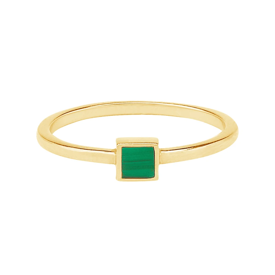 

Wholesale Fashion Jewelry 925 Sterling Silver Gemstone ring 18K Gold Plated Malachite Ring For Women