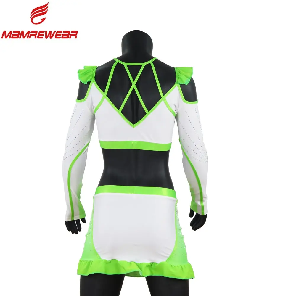 Wholesale Girls Neon Green Cheerleading Uniforms Long Sleeve Full Top Cheerleading Practice