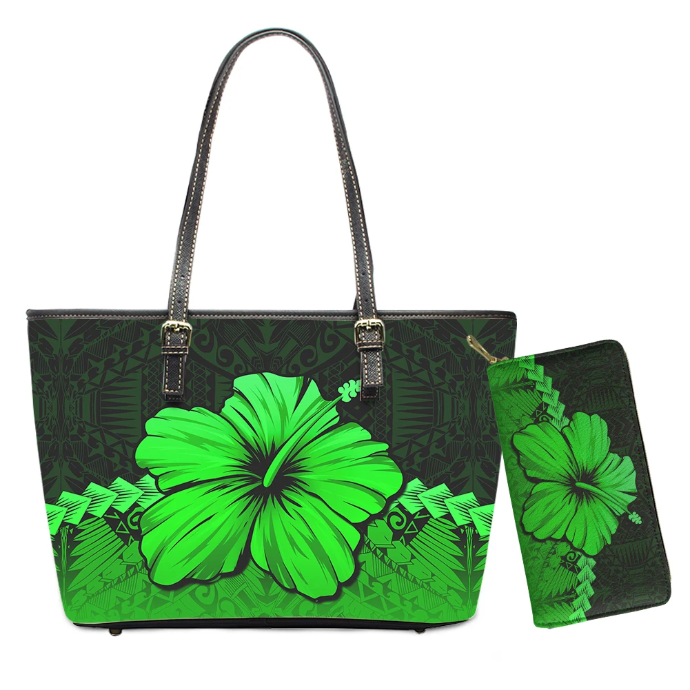 

2021 New Sale Custom Luxury FashionHandbags Soft Matching Long Leather Wallets Big Hibiscus Red Flower Design Indonesia, Customizable