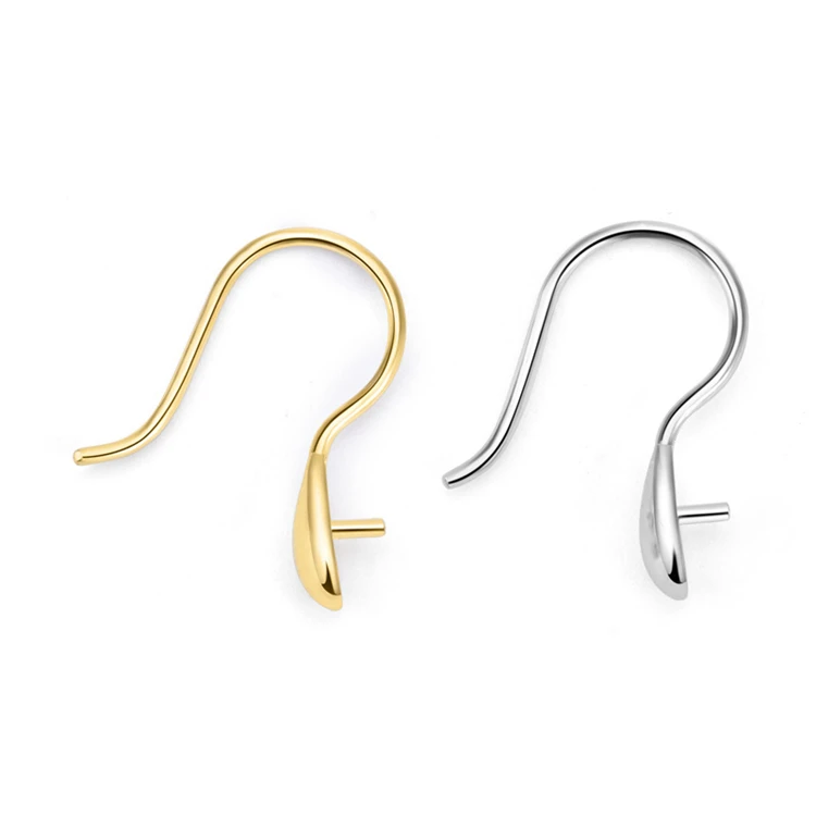 

925 Sterling Silver French DIY Hook Ear Wires Fishhook Clasp Earring Hooks Suppliers For Jewelry Accessories Making With Hanging, Alloy,yellow gold