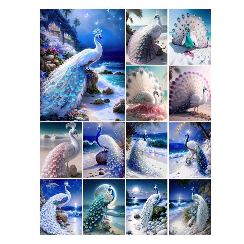 

Customs Peacocks 5D Diamond Pattern Rhinestone Needlework Diy Diamond Cross Stitch Animal Diamond Embroidery Painting Kits