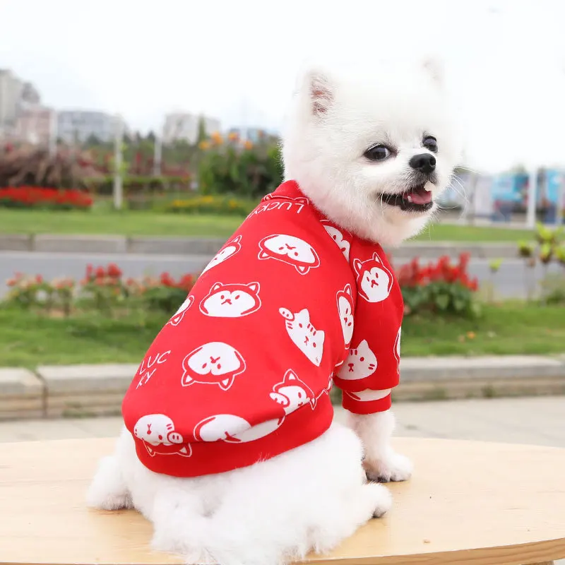 

New Dog Clothes Teddy Pet Products Cartoon Cute Cat Sweater Golden Retriever Big Dog Clothing