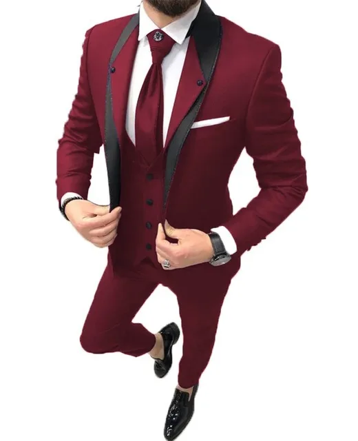 

S599 Custom Made Blue High Quality groomsmen best man suit three-piece Suit men's suits, Customized color