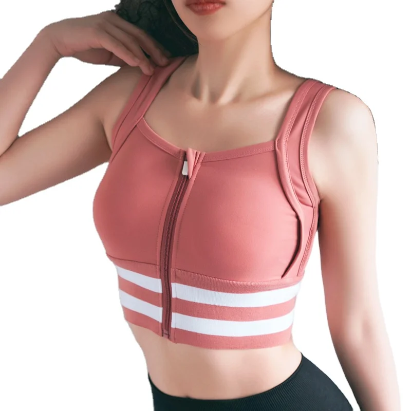 

Front Zipper High-strength Shockproof Gathered Underwear Women Stereo Typed Vest-style Quick-drying Running Fitness Yoga Bra, Picture shows