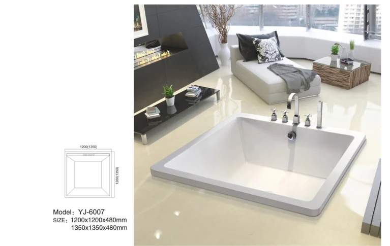 YJ6005 White acrylic square jacuzzi made in China for the European market
