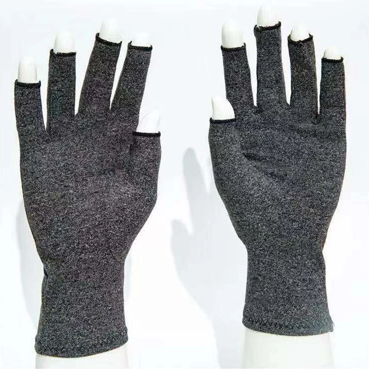 

Wholesales Cotton Work Women Men Winter Fingerless Gloves Arthritis Compression Gloves Relieve Pain, Grey