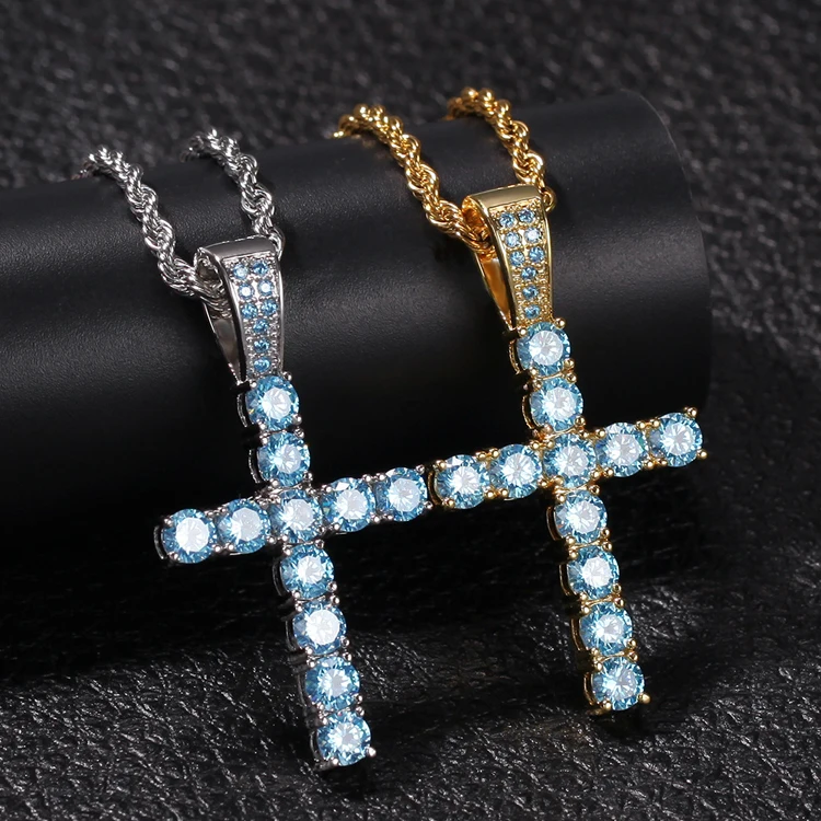 

Wholesale Cool Men Gold Plated Bling Cz Cross Pendant