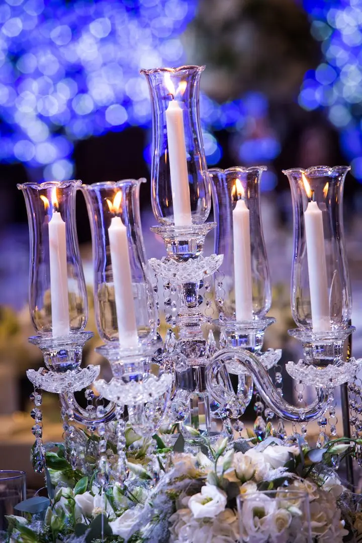 5 Candle Holder Hurricanes Lampshade Candelabra Crystal Wedding Table