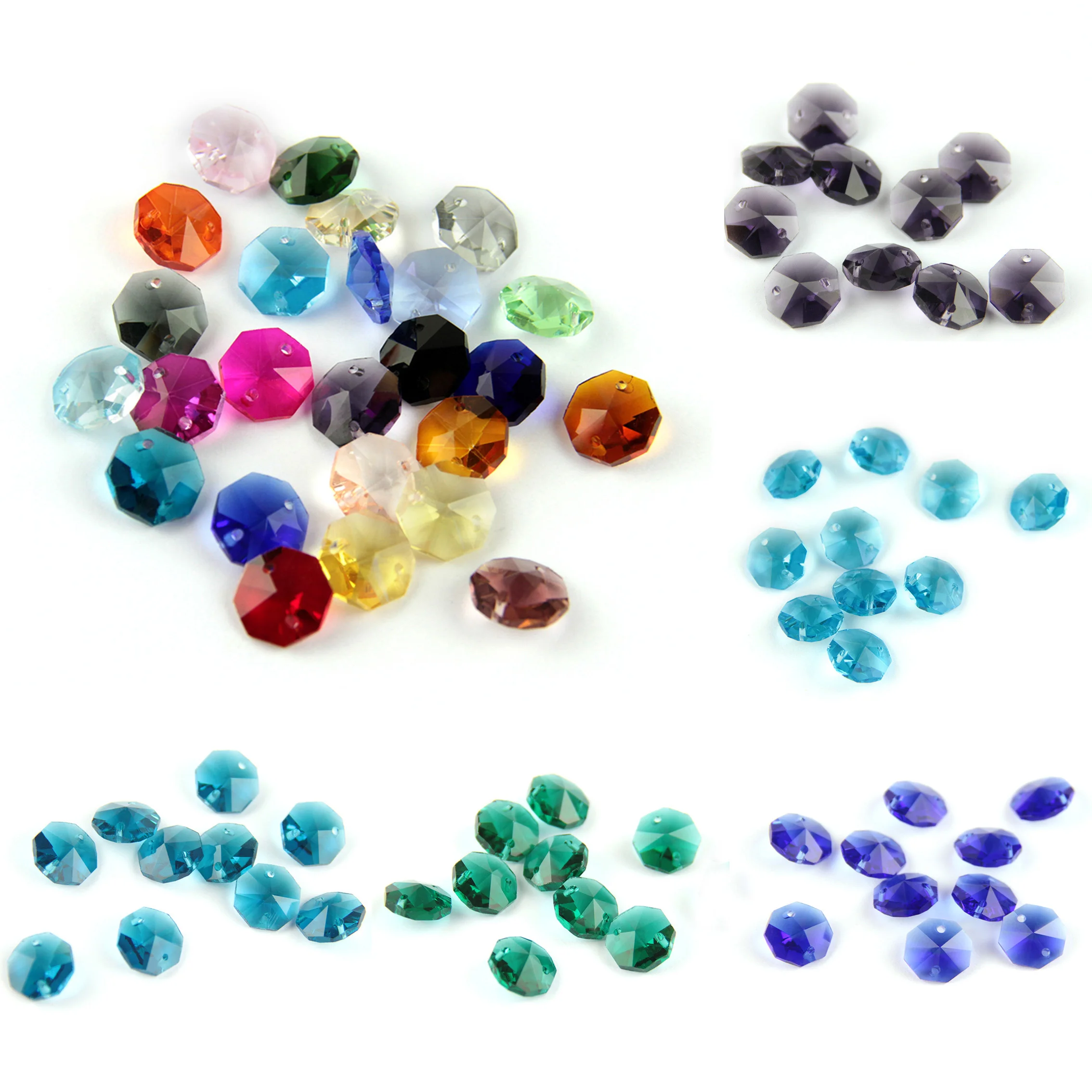 

Honor of crystal Wholesale Mixed Color Octagon Chain Home Crystal Pendants Cristal Decoration Crystal Beads And Prism An