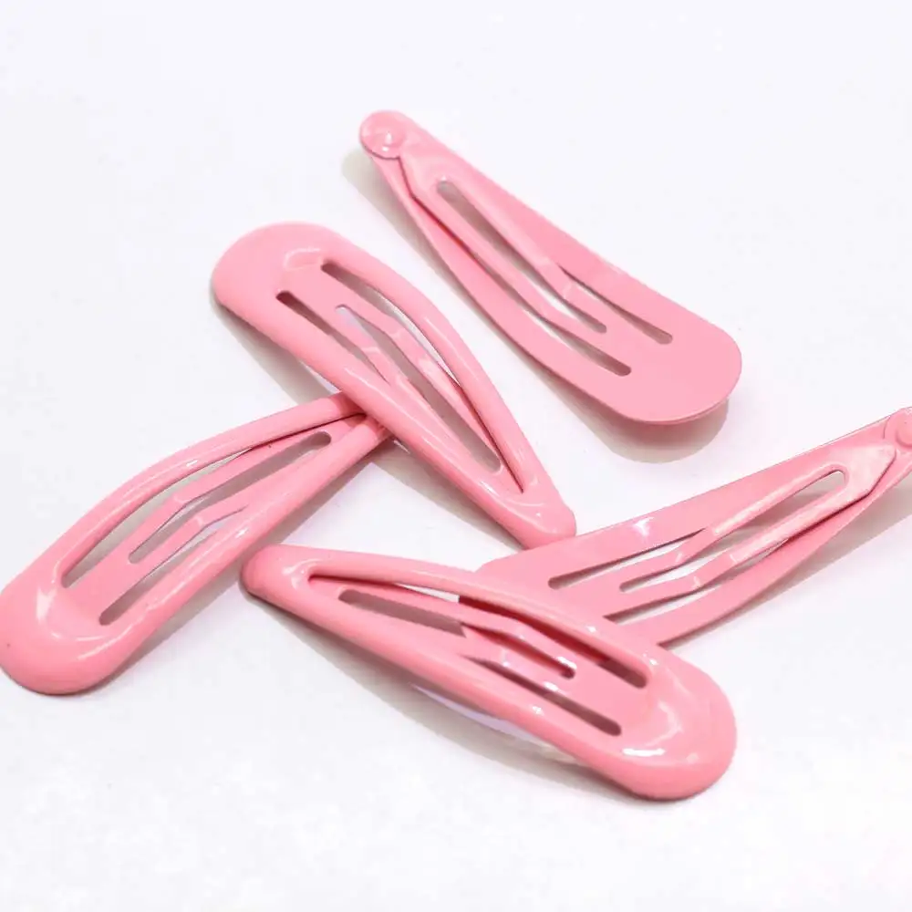 5cm Pink Color Snap Hair Clips for Hair Clip Pins BB Hairpin Metal Barrettes for Baby Children Women Girl Styling