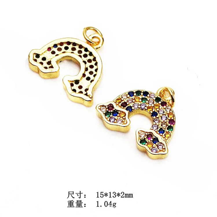 

CZ8324 18k Gold Plated CZ Zircon Micro Pave Crystal Rhinestone Rainbow Charm Pendant for Necklace Jewelry Making